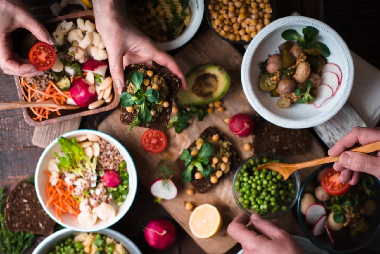 a table full of vegan foods