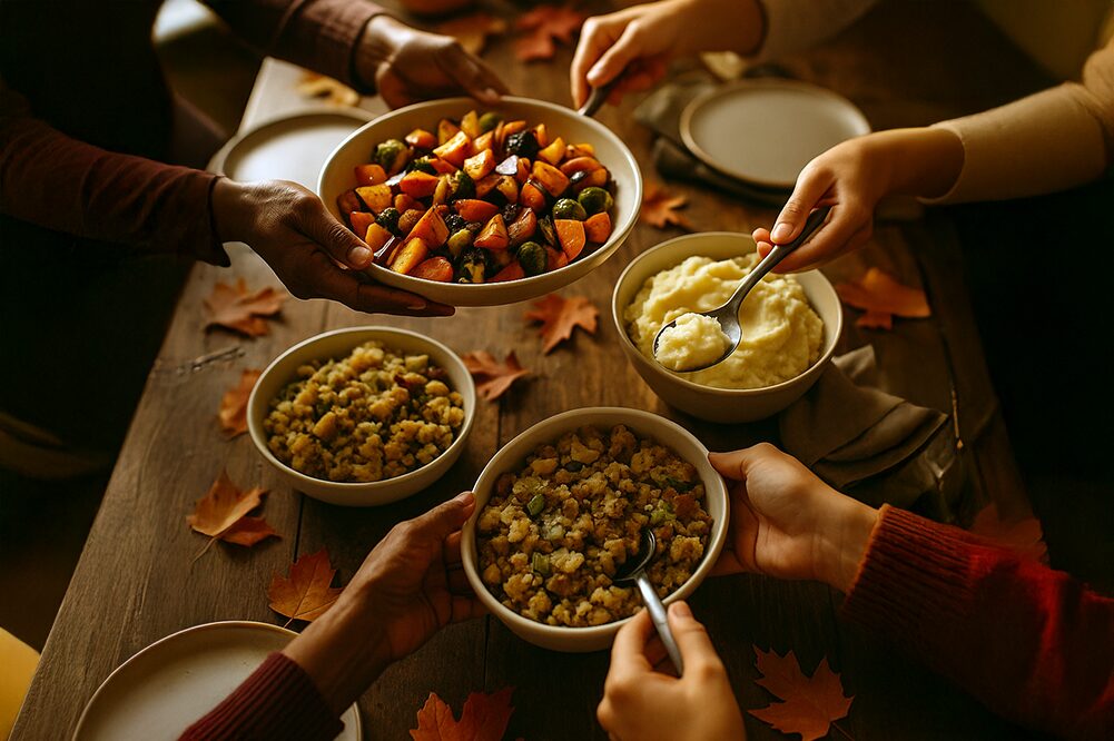 A vegan Thanksgiving dinner.